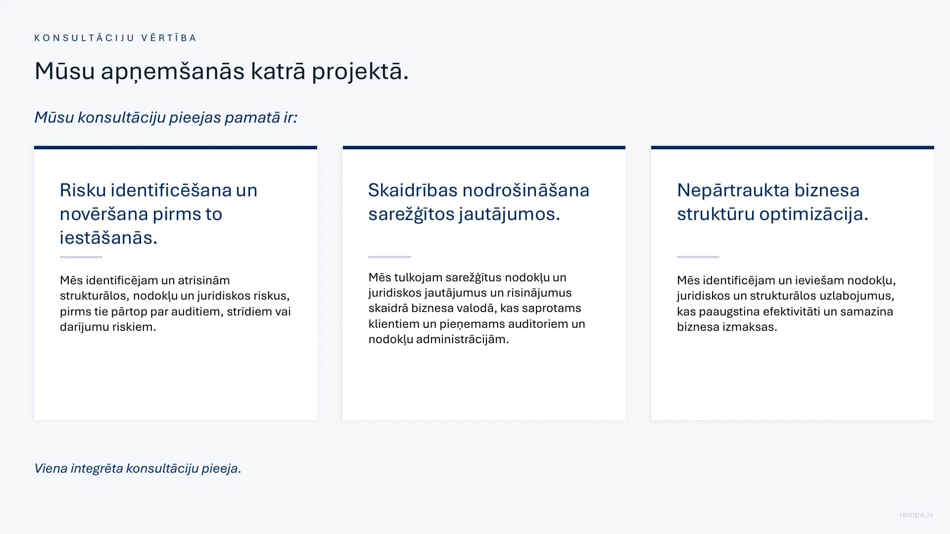 Konsultāciju vērtība: risku novēršana pirms to iestāšanās, skaidrība sarežģītos jautājumos un biznesa struktūru optimizācija.