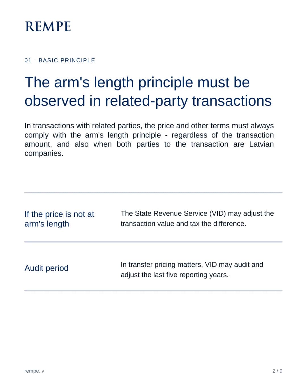 The arm’s length principle must be observed in related-party transactions. VID may adjust the transaction value and audit the last five reporting years.